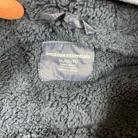 Quilted navy blue zipper hoodie jacket - Picture 10 of 10